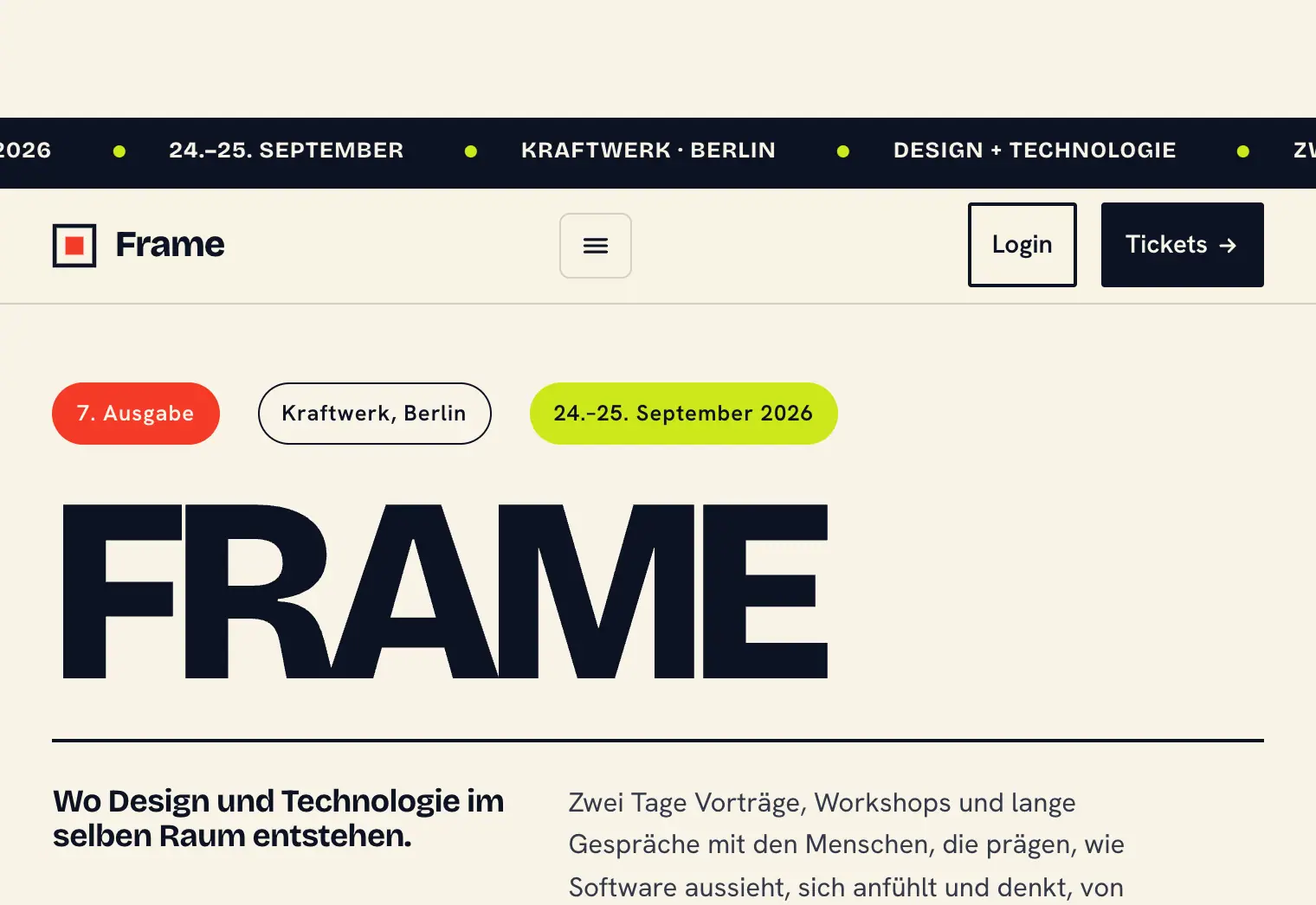 Frame: Conference platform: speakers, tickets