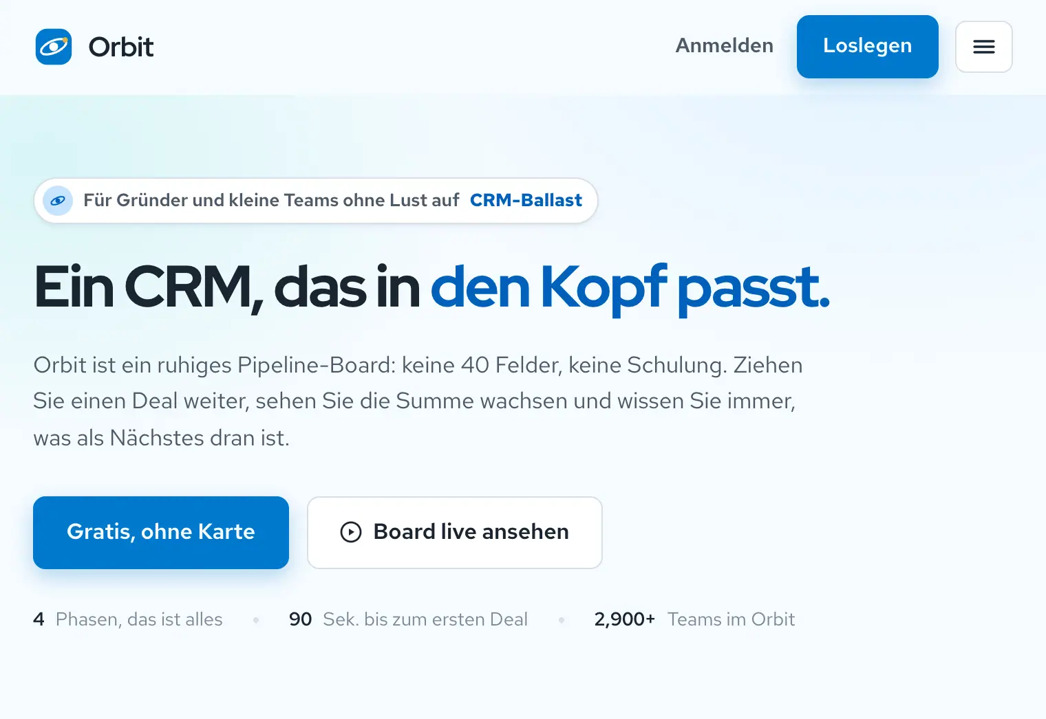 Orbit: CRM: deal pipeline & contacts